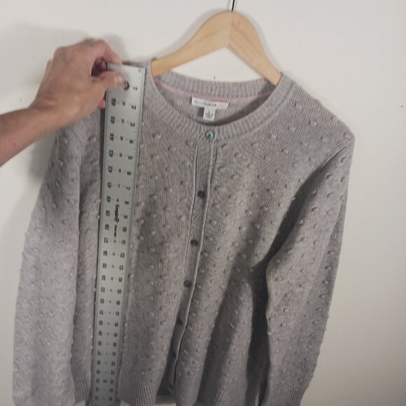 Isaac Mizrahi, NWOT Gray Cashmere Cardigan Sweater Bubble Texture,  LRG, Classic - Picture 14 of 16